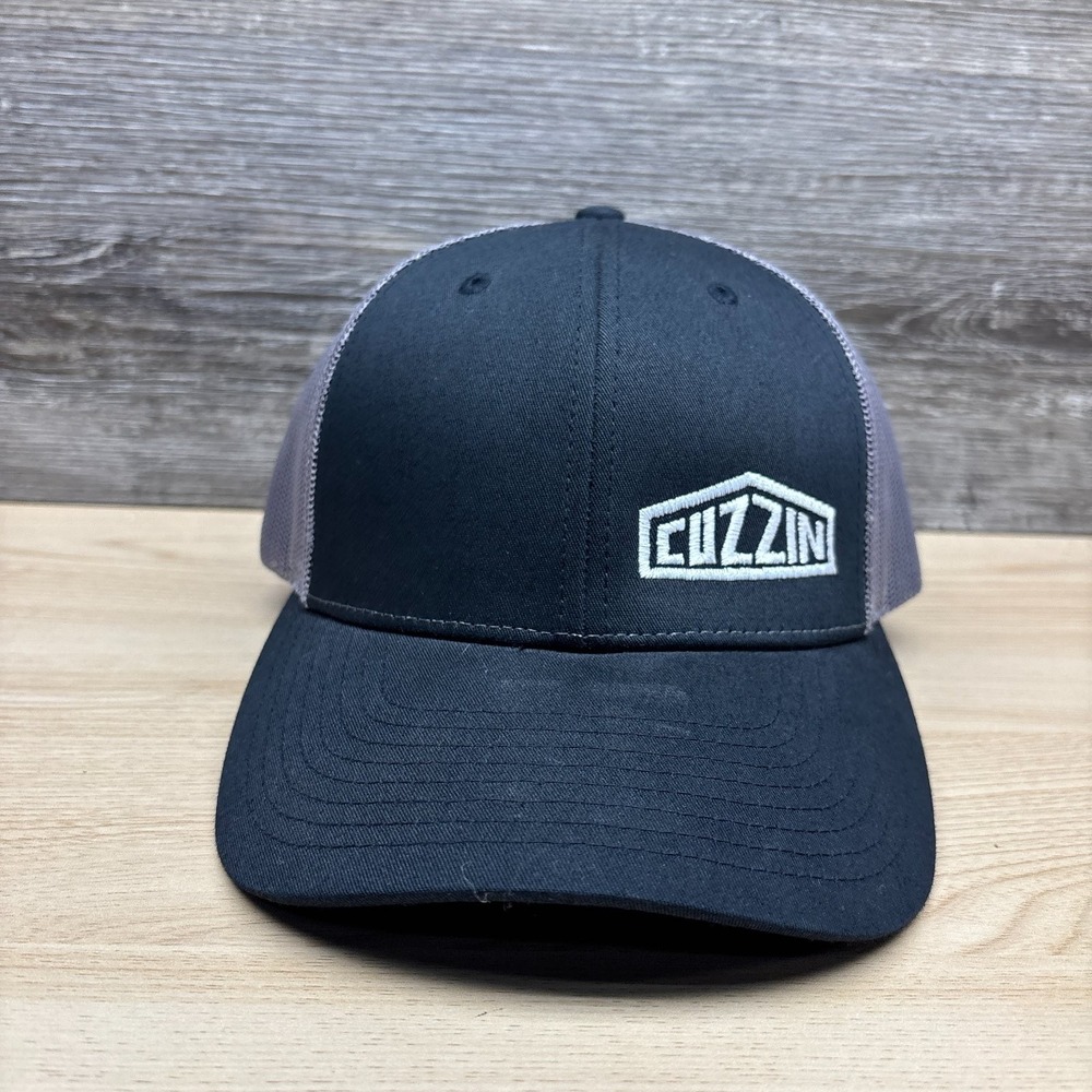 Cuzzin Hat Cap Snap Back Black Gray Mesh Trucker Mens Richardson